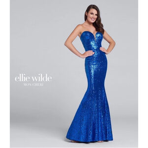 Ellie Wilde by Mon Cheri Women’s Prom Homecoming Wedding Dress Party Blue 10